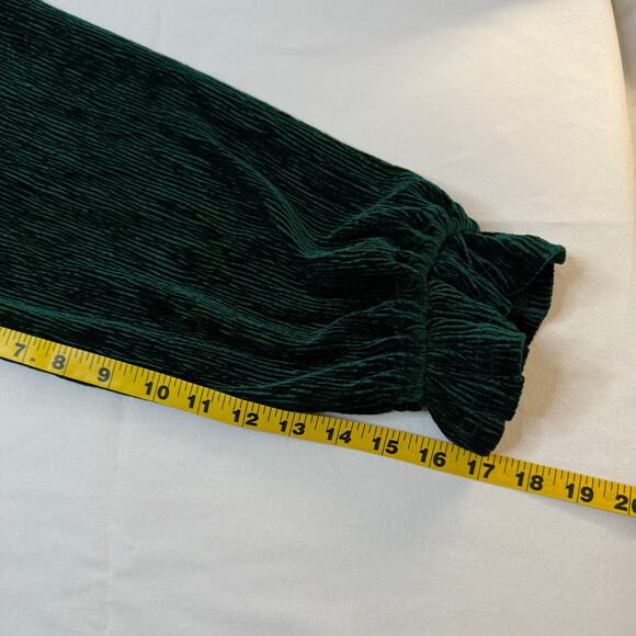 Velvet Renaissance Peasant Top Sz L Green Heavy Oversized Larp Ribbed Sleeve NWT - Picture 6 of 11